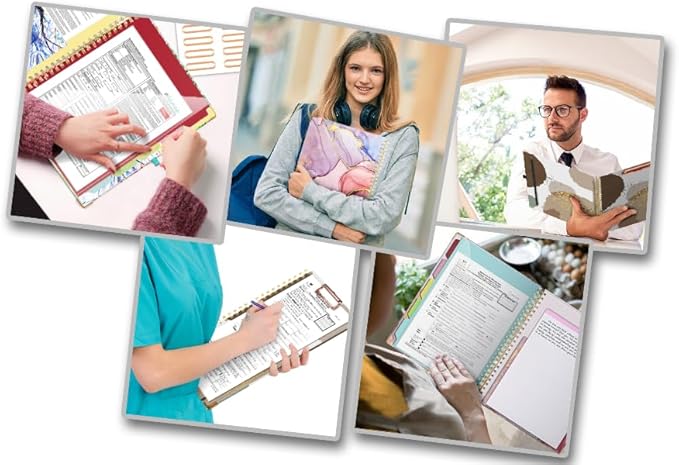 Ospelelf Clipboard with Storage 8.5 X 11,Padfolio Organizer, Spiral Portfolio Letter Size with Notepad, Pen Holder, 5 Extra Folder Divider Pages, Elastic Closure Nurse Essentials(Earthy Abstract)