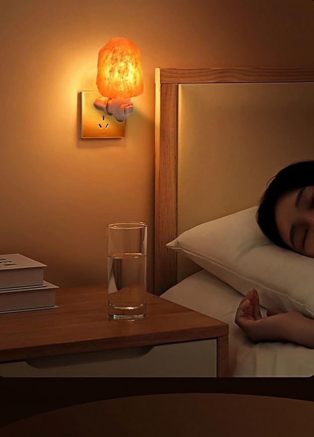 Direct Plug Power Salt Lamp Natural Rock Lamp LED Energy-Saving Night Lights Warm Light for Bedroom Living Room Study Room Decoration Halloween Christmas Birthday Gifts