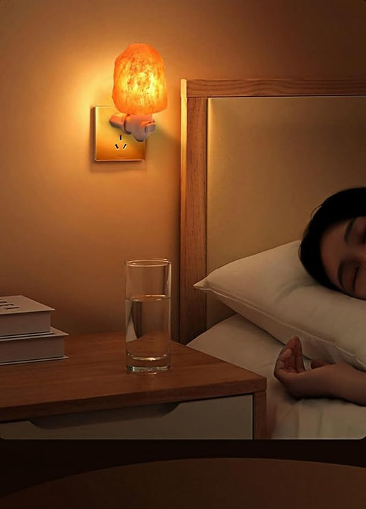 Direct Plug Power Salt Lamp Natural Rock Lamp LED Energy-Saving Night Lights Warm Light for Bedroom Living Room Study Room Decoration Halloween Christmas Birthday Gifts