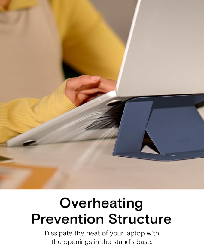 MOFT Laptop Stand for Desk, Adhesive MacBook Computer Stand with 2 Adjustable Viewing Angles, Foldable and Portable Laptop Riser Compatible with 11"-16" Laptops, Misty Cove(Adhesive Version)