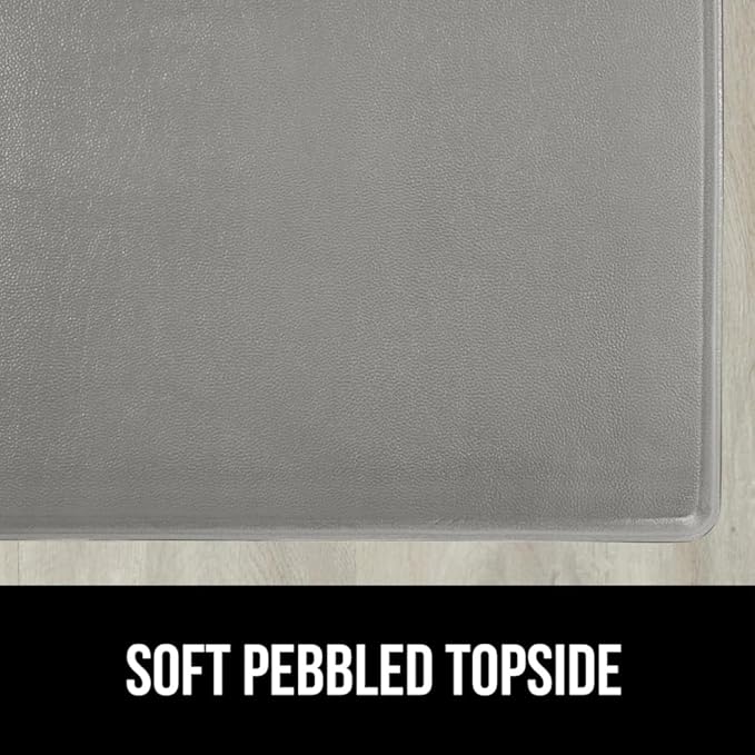 GORILLA GRIP 2 Pack Comfortable Cushioned Kitchen Mats for Floor, 17x24 + 17x48, Waterproof and Stain Resistant, 1/2 Inch Thick Soft Ergonomic Standing Desk Anti Fatigue Mat, Foam Supports Feet, Gray