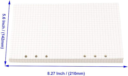 800 Sheets(1600 Pages) A5 Grid Refill Paper, 120gsm A5 Refill Paper Squared Planner Insert 6 Hole Punched, Bullet Grid Journal Notebooks for School,Office, 5.6 x 8.27 Inch