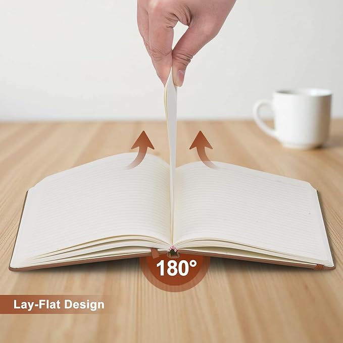 ViVin Lined Journal Notebooks, 3 Pack, Brown, 192 Pages, Medium 5.5 x 8.3 inch, College Ruled, A5 Hardcover Notebooks, Journaling Notebooks for Writing, Business, School