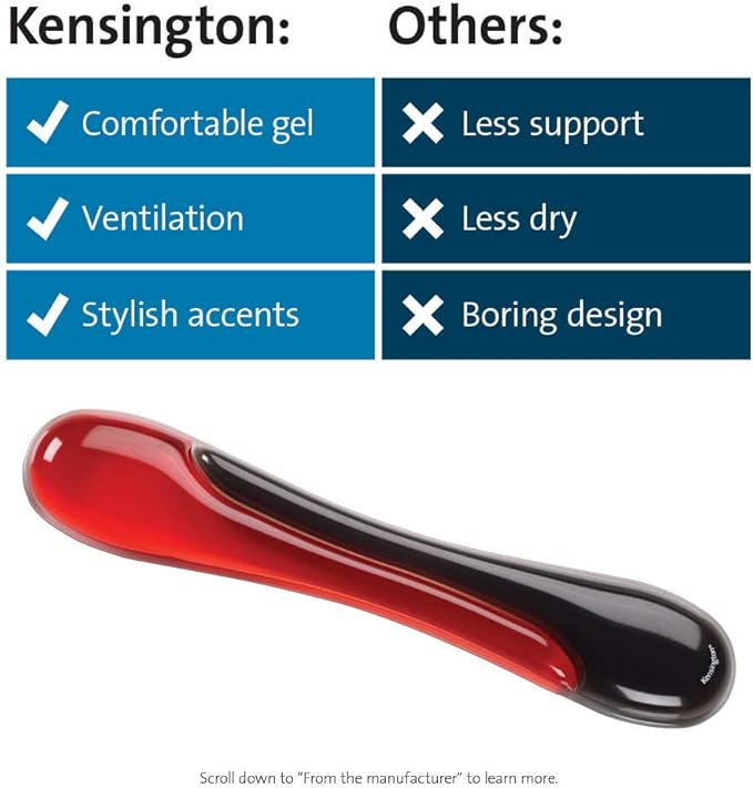 Kensington Duo Gel Keyboard Wrist Rest - Red (K62398AM)