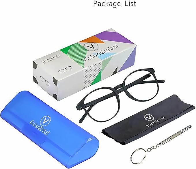 VisionGlobal Blue Light Blocking Glasses for Women/Men, Anti Eyestrain, Computer Reading, TV Glasses, Stylish Square Frame, Anti Glare(Tortoise,+4.00 Magnification)