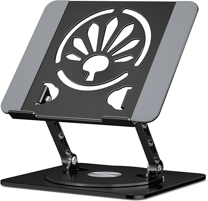 Adjustable Laptop Stand for Desk-360° Rotating Foldable Laptop Holder Ergonomic Laptop Riser for MacBook Pro/Air Dell HP Lenovo Notebook up to 16",Black