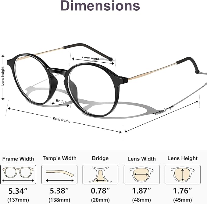 VISOONE Round Lightweight Blue Light Blocking Glasses Women Men Fashion Cute Thin Eyewear Niko