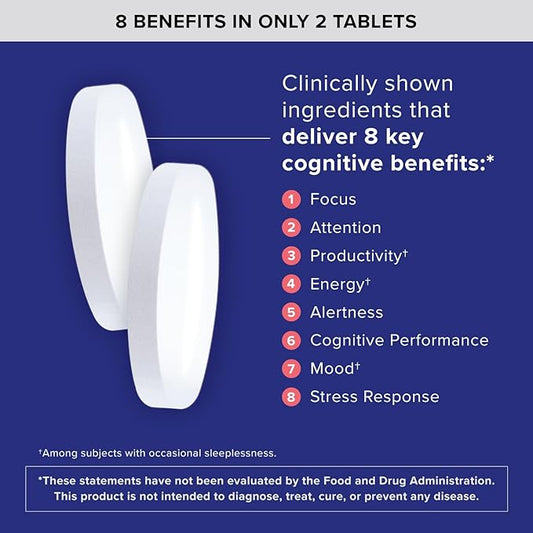 Qunol Brain Health Focus Plus, Magnesium L-Threonate & Citicoline, Clinically Tested Ingredients to Improve Focus, Attention and Productivity, 60 Count (Pack of 1)