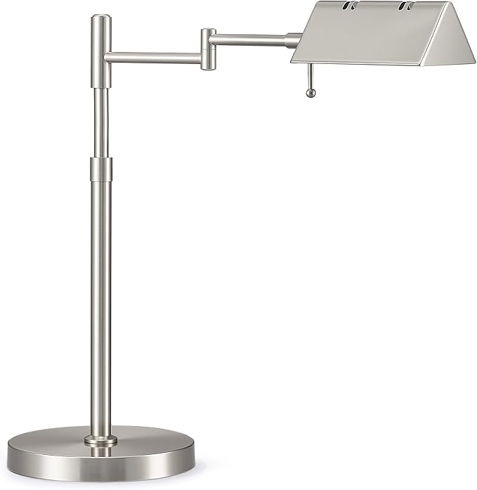 VONLUCE LED Desk Lamp, Adjustable Industrial Style Metal Table Lamp, Dimmable Reading Lamp for Living Room Bedroom Office, Brushed Nickel