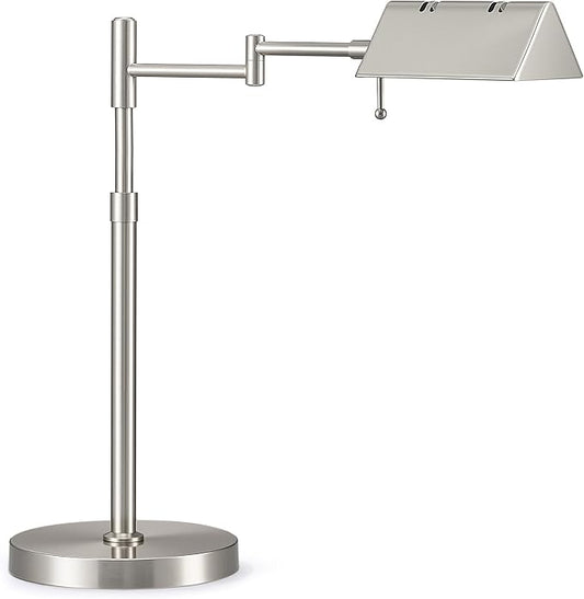 VONLUCE LED Desk Lamp, Adjustable Industrial Style Metal Table Lamp, Dimmable Reading Lamp for Living Room Bedroom Office, Brushed Nickel