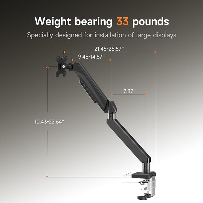 Pholiten Adjustable Rotating arm for Monitor Stand - Supports 1-33lbs Weight, Supports 45 inch Straight screen/49 inch Curved Screen, Compatible with VESA 75x75-100x100mm Desktop Monitor Mount