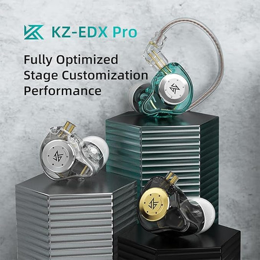 KZ EDX PRO in Ear Earphones 10mm Dual Magnetic Dynamic Driver HiFi Deep Bass Wired Earbuds with 5N OFC 2pin Detachable cable for Drummer Musicians Singer Stage Workout Sport Earbuds(White without Mic)