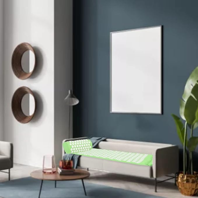 Massage Acupressure Mat Pillow Set, Massage Cushion Pillow Set for Muscle Relaxation and Stress Relief, Yoga Sit Lying Mat to Relieve Body Pain and Improve Blood Circulation(Green)