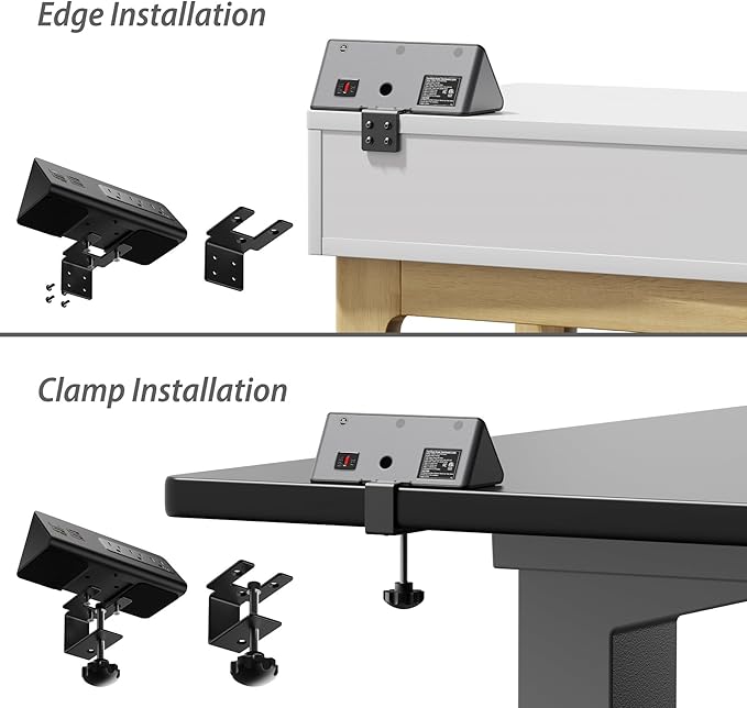 Upgraded,Desk Edge Clamp Mount Power Strips with USB Ports, PD20 W Fast Charging USB-C Port and 3 AC Outlets, Nightstand Charging Station,Office Tabletop Accessories,5.6 Ft Extension Cord