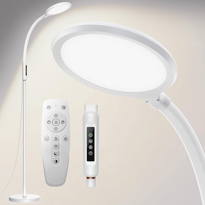 Aoife Sunlight Light Therapy Floor Lamp with 15000 Lux Daylight 10 Color Temperature and 10 Brightness Natural Sun Light Remote Control and Timer