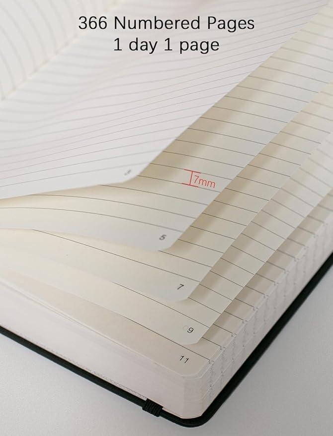 Thick College Ruled Notebook with 366 Numbered Pages, A5 Journal for Writing with 100GSM Lined Paper, Hardcover Leather Notebooks for Women Office Work Diary, 5.7"x8.3" Lavender
