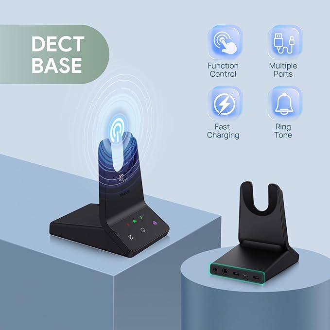 Yealink WH68 ANC DECT&Bluetooth Wireless Headset,606ft Long Rang 96% Active Noise Cancellation StereoTeams Headphones with 6X Noise Cancelling Mic,32H Call,Work Dual Ear Headsets (PC,CellPhone,Laptop)