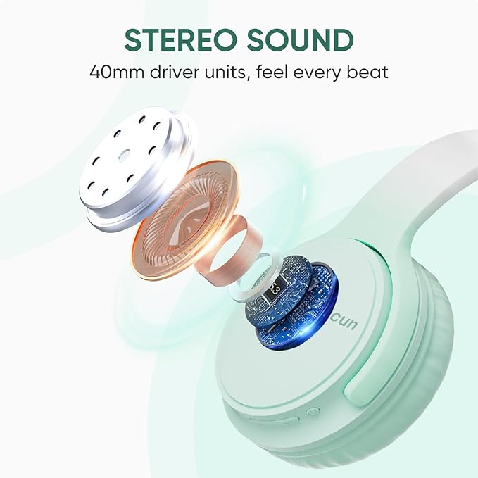 Wireless Headphones, Bluetooth Over Ear Headsets with Microphone, Hi-Fi Audio, 60H Playtime, Touch Control, Foldable Lightweight, On-Ear Headphones for Girls Women, Travel, Work,