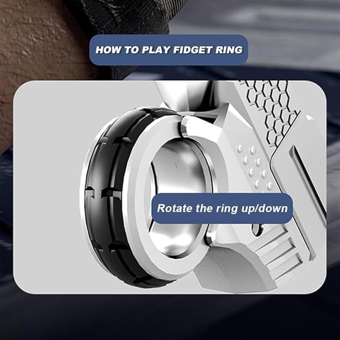 Metal Fidget Ring Fingertip Launcher Toy,Adult Sensory Stress Relief Fidget Toys,Best Gift Choice (Frosted Black)