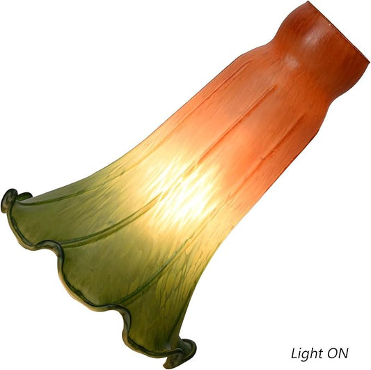 Bieye LS23 Lily Flower Blown Glass Lampshade (Orange Green, Opening I.D. 1.26" x O.D. 1.5")