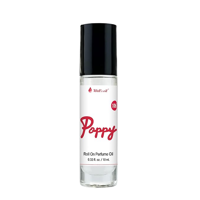 Well's Oil Roll-On Perfume Oil (Poppy) | Fresh &Sweet Notes | Long-Lasting | Paraben-Free | 0.33 Fl Oz / 10 ml