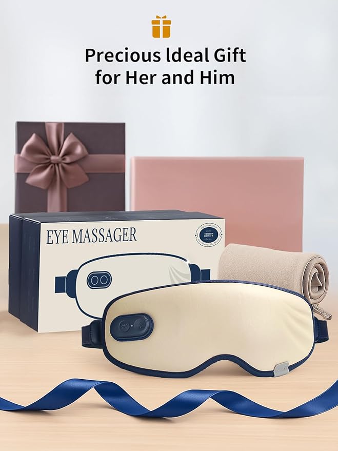 Eye Massager with Heat, Heated Eye Mask for Dry Eyes, Eye Massager for Migraine, Strain Relief, Improve Sleep, Birthday Gifts for Women Men Mom Dad