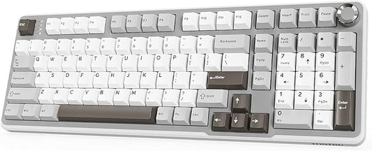 Wireless Mechanical Gaming Keyboard, Tri-Mode Connectivity (Bluetooth 5.0/2.4GHz/USB-C), Hot-Swappable, RGB Backlit,101-Key Layout Keyboard with Volume Knob for PC, Laptop, Tablet