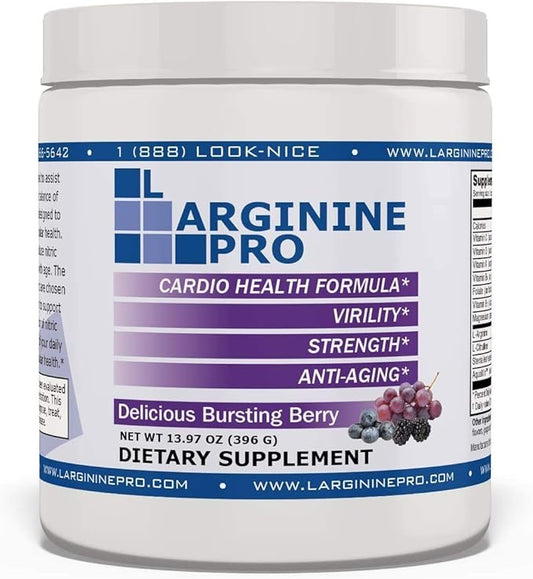 L-ARGININE PRO | 5,500mg L-Arginine Plus L-Citrulline 1,100mg Grape Powder Drink Mix Supplement for Increased Nitric Oxide Production