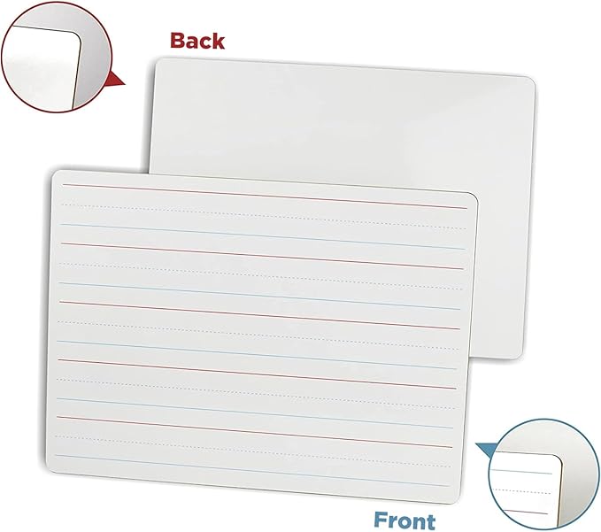 1 Small Dry Erase Board for Kids - Mini White Board for Students and Teachers - Durable and Portable Individual Whiteboard with Rounded Corners - Double Sided (9x12 Inches)