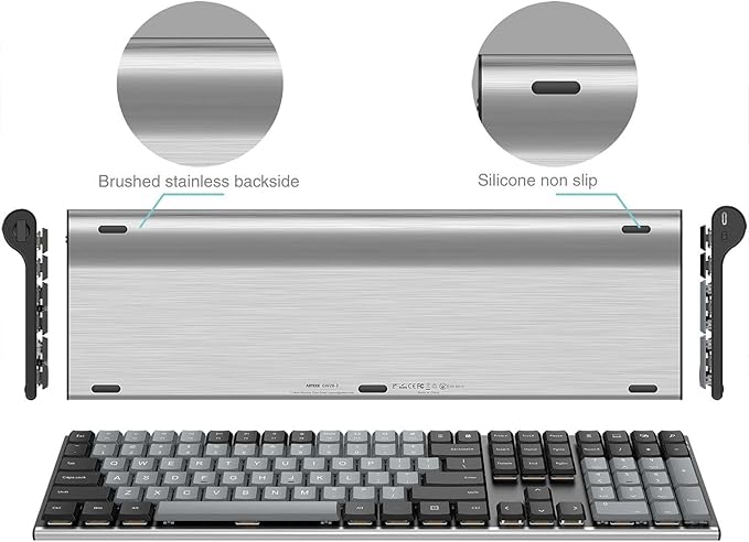 Arteck Mechanical 2.4G USB Wireless Performance Keyboard, Tacktile Quiet Brown Switches, Stainless Steel Low Profile for PC/Desktop/Laptop/TV and Windows 11/10 Built in Rechargeable Battery Black