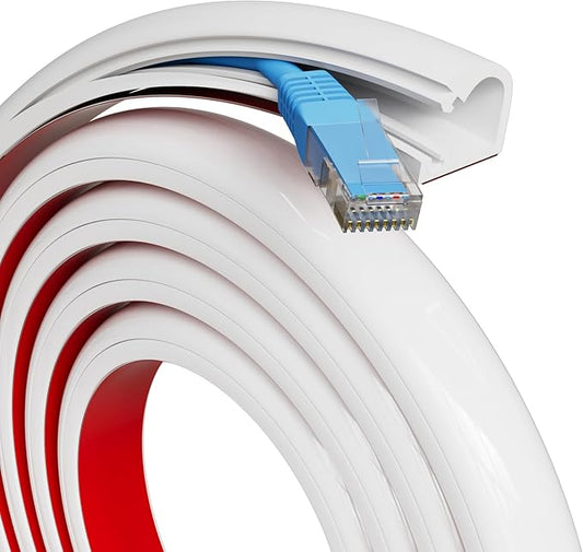 118" Silicone Cord Hider for 1 Cord,Flexible Side-Opening Self-Adhesive Cord Covers for Wires on Wall Mount TV,Easier Setup for Home Office Cable Management Wire Hider,0.54" W x 0.39" H,White