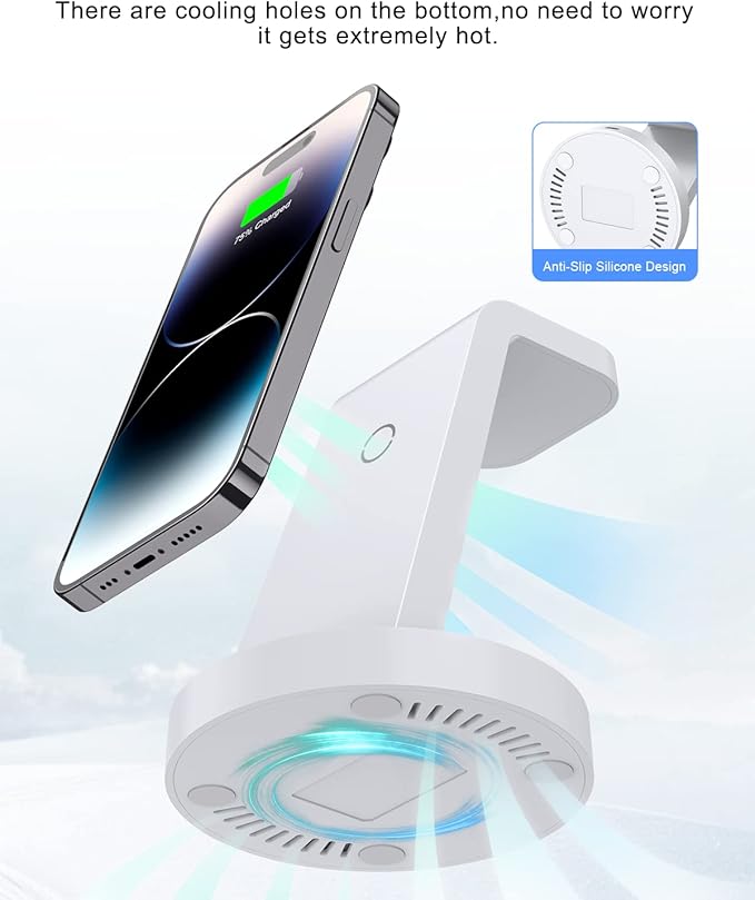 3 in 1 Charging Station for Apple Device, Wireless Charger for iPhone 16 15 14 13 12 11 Pro Max & Apple Watch iwatch- Charging Stand Dock for AirPods