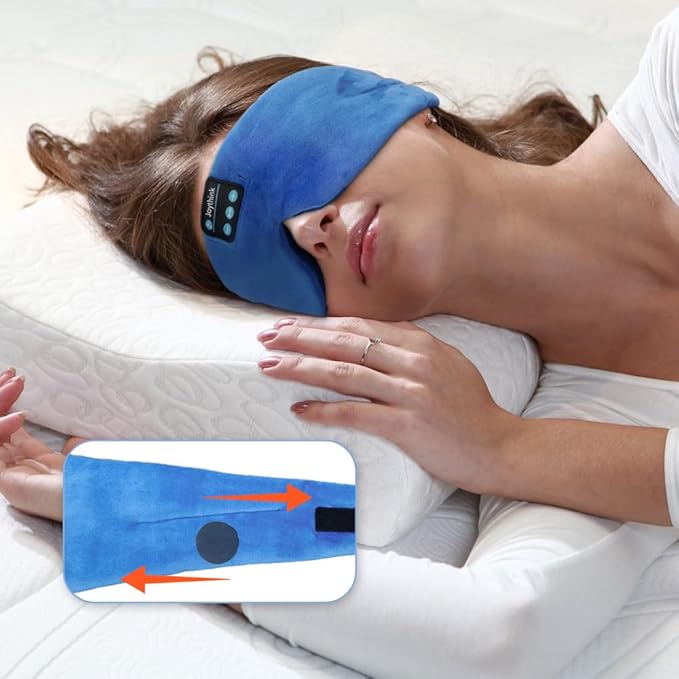 Joythink Sleep Headphones Bluetooth Headband Sleeping Eye Mask Kids Children Soft Wireless Sleep Headphones for Women Men Silk Speaker Bluetooth Earbuds for Side Sleeper Music Mask Cool