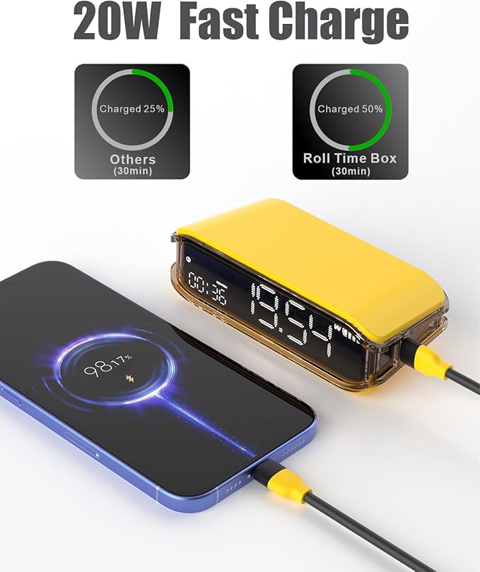 Digital Alarm Clocks for Bedrooms, Small Alarm Clock for Bedside, Loud Alarm for Heavy Sleepers, Adjustable Brightness, 12/24H, Pomodoro Timer