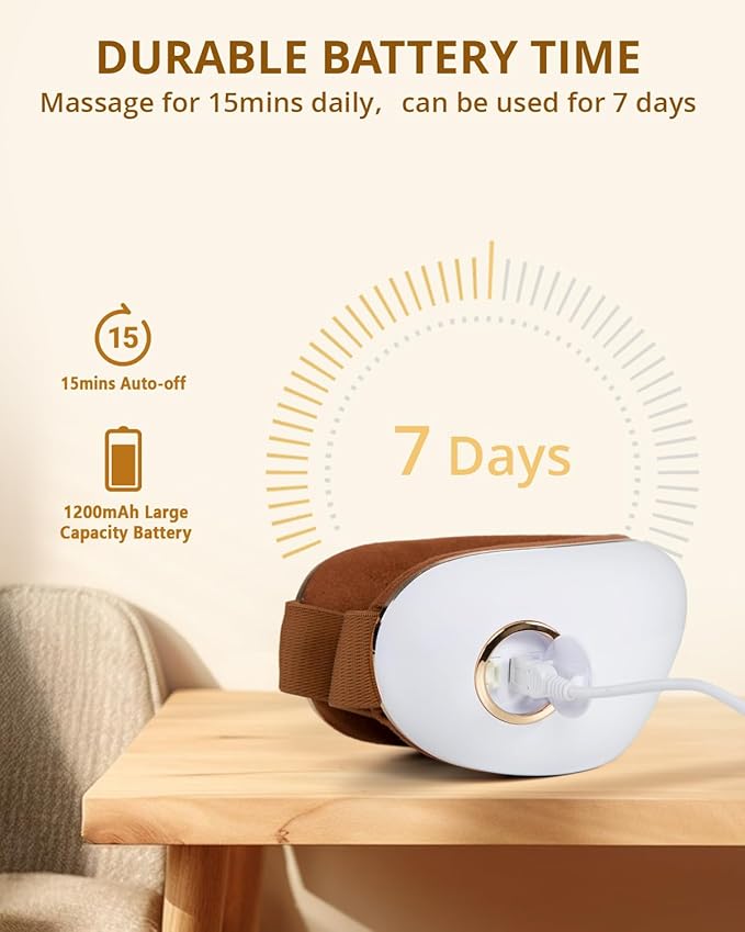 iRest Eye Massager with Heat,Smart Eye Mask Massager with Compression & Vibration,Relax Music,Rechargeable,Migraine Massager for Improve Sleep,Relieve Eye Strain Dry Eye Dark Circles Eye Bags,White