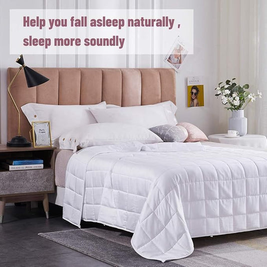 Dornroscn Cooling Queen Size Weighted Blanket 15lbs for Adult 60"x80" White,Breathable Viscose Made from Bamboo Heavy Blanket with Glass Beads for Hot Sleepers