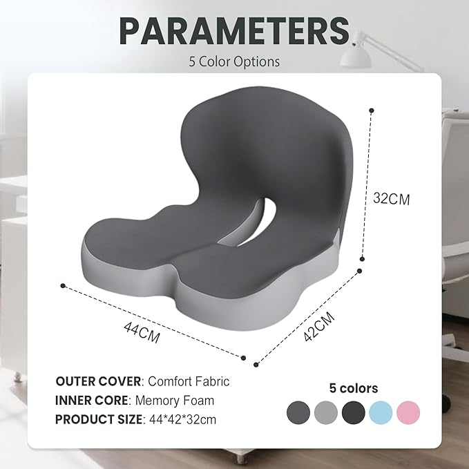 2025 New Back and Seat Cushion, Ergonomic Non-Slip Memory Foam Seat Cushion with Back Support, L-Shaped Breathable Backs Cushions for Car, Office, Home (Sky Blue)