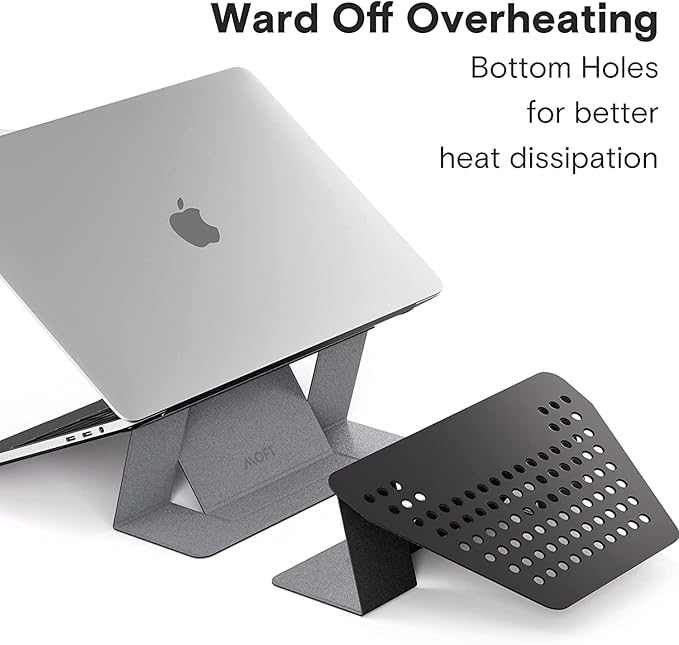 MOFT Laptop Stand for Desk, Stick-On Computer Stand with Dual-Angle, Ergonomic Laptop Riser Holder for Travel, Foldable & Portable MacBook Stand Fits 11.6"-16" Laptops, Silver