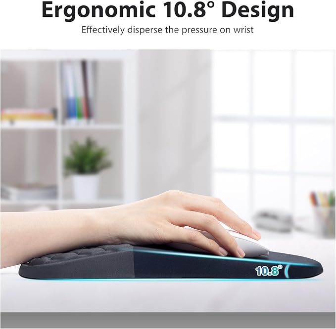 3 in 1 Ergonomic Mousepad with Wrist Rest, Gaming Keyboard Mouse Pad with Wrist Support Non-Slip Base Massage Design, Pain Relief (Black/Grey)