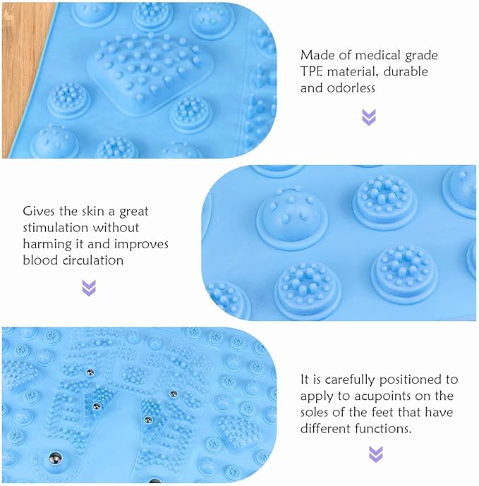 Feet Massage Pad Massager Tool Foot Acupressure Mat Pressure Relief Pad Foot Acupressure Cushion Shiatsu Reflexology Massager (Blue)