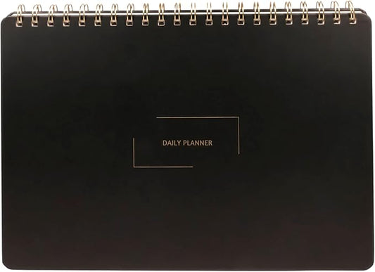 Undated Daily Planner | 8.25” x 11.75” Work To-Do Notebook | ADHD Academic Organizer | Multi-Layout | Men and Women Planner | College Supplies | Black | Landscape Layout