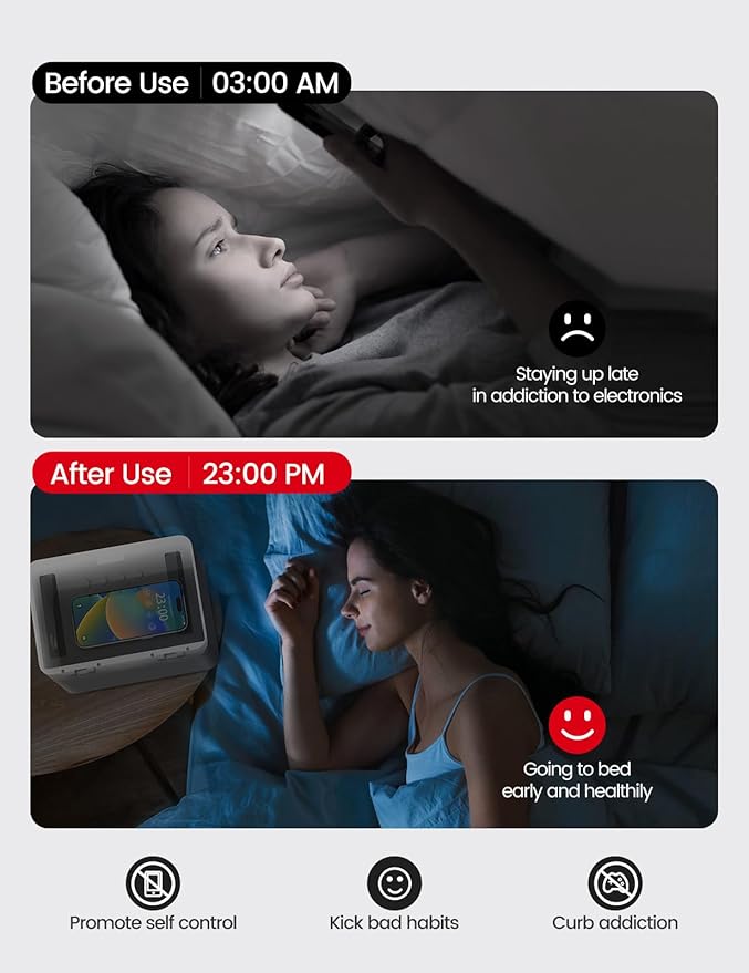 Vaydeer Metal Time Lock Box, Phone Locked box with Timer, Locking Safe Storage, Self-Control Locker with USB C Charge, Child Lock, Smart Timed Release Jail for Phone/iPad Mini/Remote/Medicine/Snack