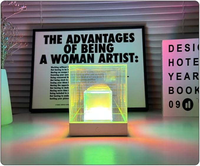 Ulalaza Art Cube Acrylic lamp Decorative Table Lamp Color Changing Touch Lamp Rechargeable Colorful Modern Night Light for Bedroom Living Room Party Dinner Decor Creative Lights