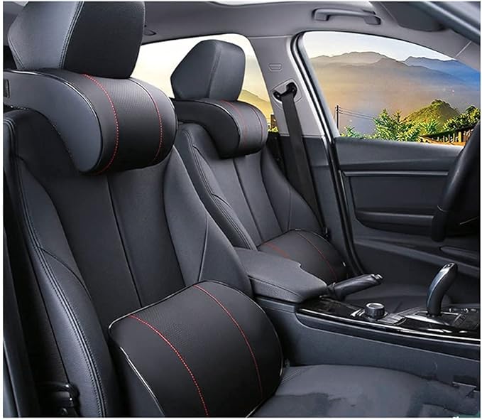 ZHONGLI Memory Foam Lumbar Support Pillow-Middle/Lower Back Support Cushion-Used for car Seats, Office Chairs, recliners, etc. (Style-2 (Black))