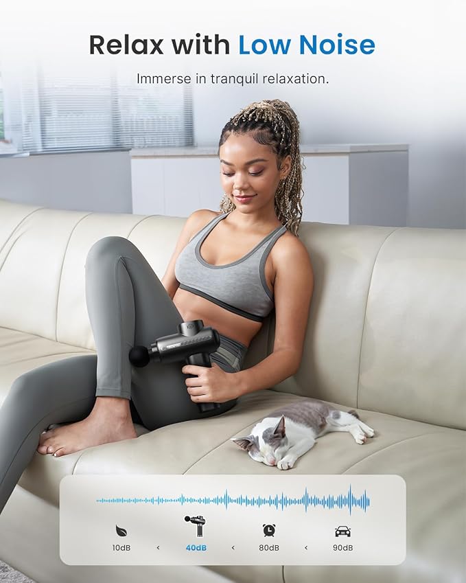 RENPHO Active Massage Gun Deep Tissue, Percussion Handheld Muscle Massager for Body Neck Pain Relief, Portable Electric Mini Back Massagers with Carry Case for Athletes Men Women