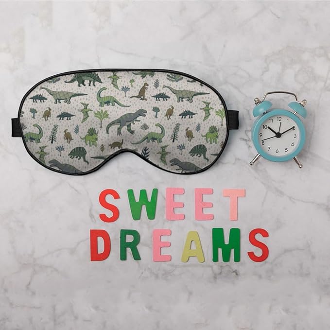 Dinosaur Eye Mask Sleeping Mask Nature Wildlife Animal Retro Green Sleep Masks Silky Soft Eye Cover for Women Men Shading Blindfold for Air Travel Sleeping