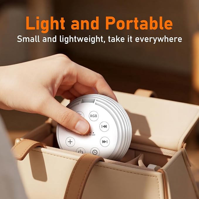 SleeZOO Portable Sound Machine White Noise Machine Sleep Machine with 30 Soothing Sounds 12 Lights 5 Timers 32 Volume Levels Memory Function Rechargeable for Baby Kids Adults and Home Office Travel