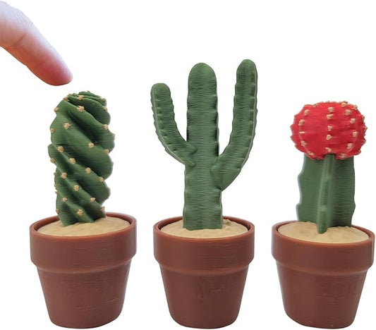 Clicky Cacti Fidget Toy with Mechanical Switches, 3D Printed Mini Plant Fidget, 3D Printed Pocket-Sized Mini Plant for Stress Relief, Focus, and Fun – Perfect Desk Accessory or Gift for Cactus Lovers