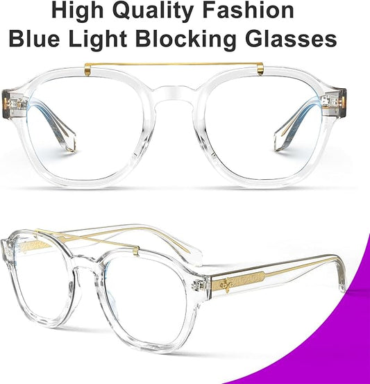 VISOONE Retro Round Anti Eyestrain Metal Medium Eyewear Blue Light Blocking Glasses for Computer Gaming Women Man SANFORD