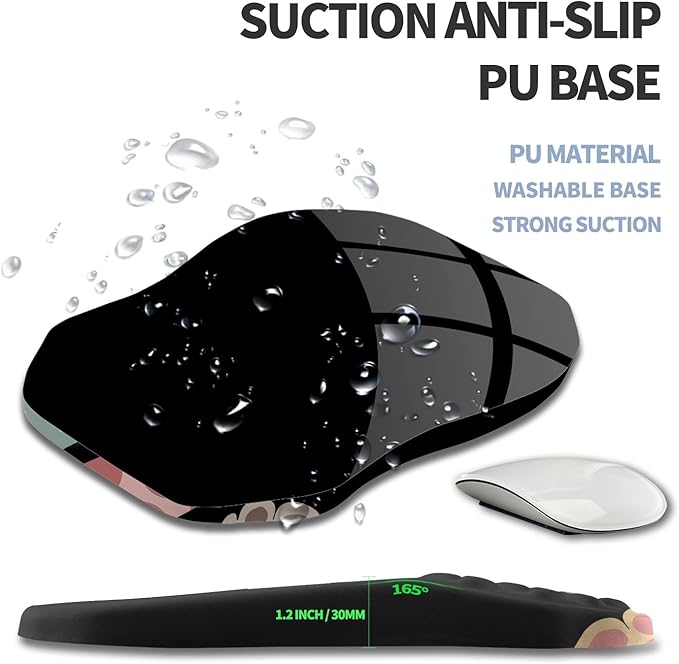 Ergonomic Raised Mouse Pad Wrist Support with Bilateral Slope Memory Foam Mousepad for Wrist Rest and Carpal Tunnel Pain Relief 11.8x7.9〃Cat Claws